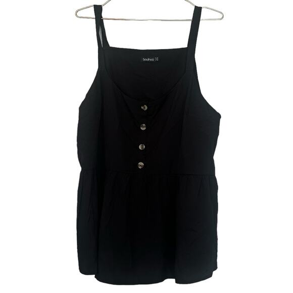 Boohoo Black Sleeveless Peplum Blouse - Size 18 - Picture 1 of 6